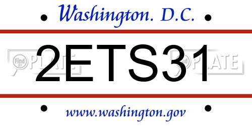 2ETS31 District Of Columbia License Plate