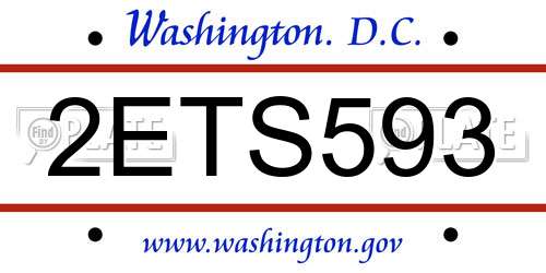 2ETS593 District Of Columbia License Plate