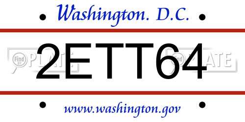 2ETT64 District Of Columbia License Plate