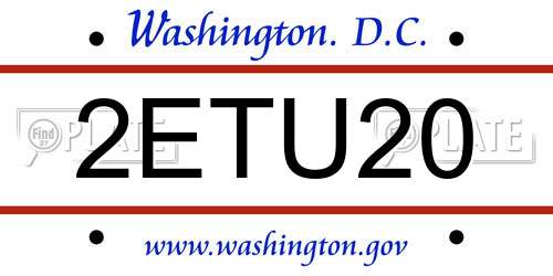 2ETU20 District Of Columbia License Plate