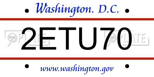 2ETU70 District Of Columbia License Plate