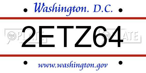 2ETZ64 District Of Columbia License Plate