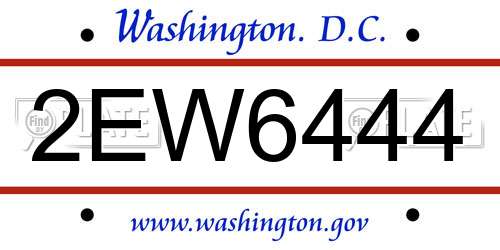 2EW6444 District Of Columbia License Plate