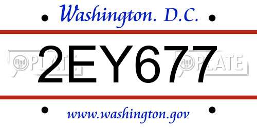2EY677 District Of Columbia License Plate