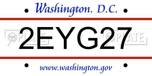 2EYG27 District Of Columbia License Plate