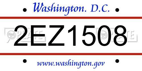 2EZ1508 District Of Columbia License Plate