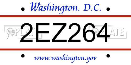 2EZ264 District Of Columbia License Plate