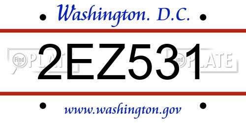 2EZ531 District Of Columbia License Plate