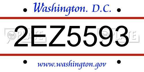 2EZ5593 District Of Columbia License Plate