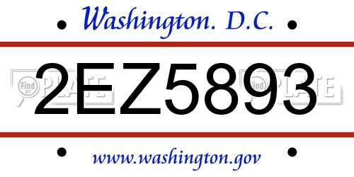 2EZ5893 District Of Columbia License Plate