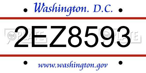 2EZ8593 District Of Columbia License Plate