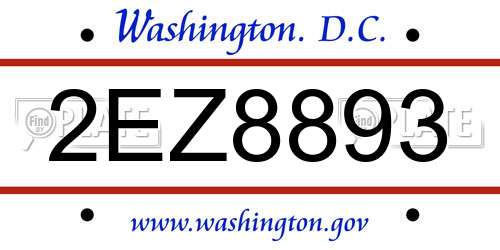 2EZ8893 District Of Columbia License Plate