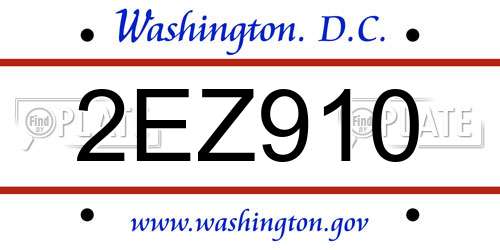 2EZ910 District Of Columbia License Plate
