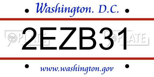 2EZB31 District Of Columbia License Plate