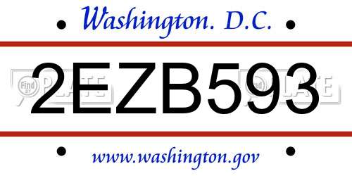 2EZB593 District Of Columbia License Plate