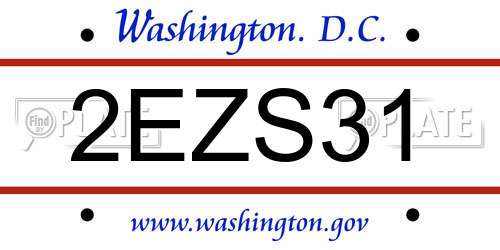 2EZS31 District Of Columbia License Plate