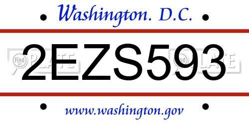 2EZS593 District Of Columbia License Plate