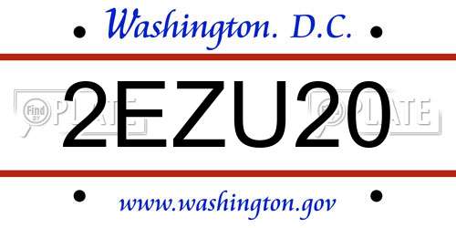 2EZU20 District Of Columbia License Plate