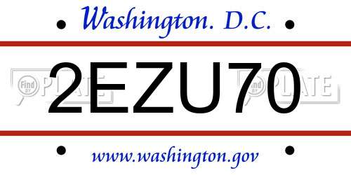 2EZU70 District Of Columbia License Plate