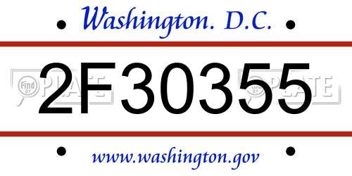 2F30355 District Of Columbia License Plate
