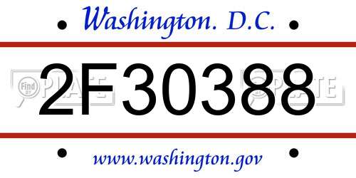 2F30388 District Of Columbia License Plate