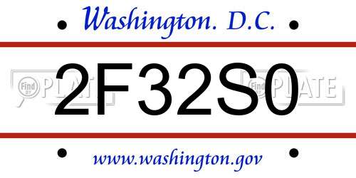 2F32S0 District Of Columbia License Plate