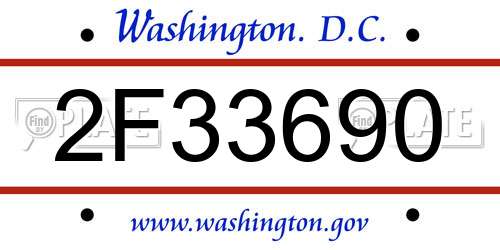 2F33690 District Of Columbia License Plate