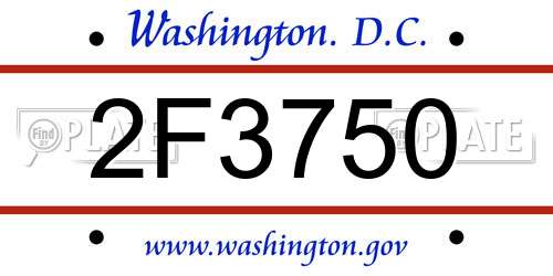 2F3750 District Of Columbia License Plate