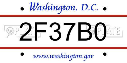 2F37B0 District Of Columbia License Plate