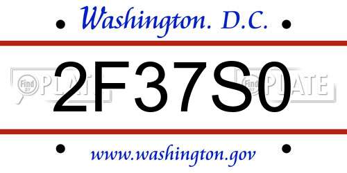 2F37S0 District Of Columbia License Plate