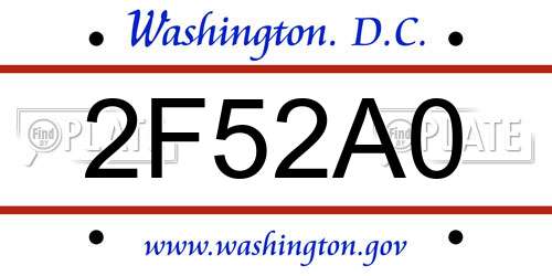 2F52A0 District Of Columbia License Plate