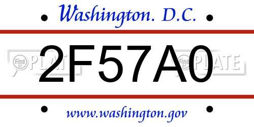 2F57A0 District Of Columbia License Plate