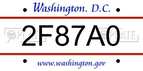 2F87A0 District Of Columbia License Plate