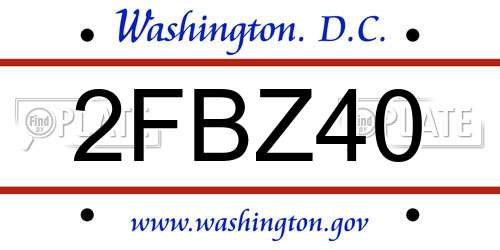 2FBZ40 District Of Columbia License Plate
