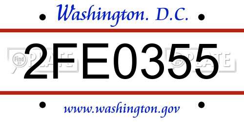 2FE0355 District Of Columbia License Plate