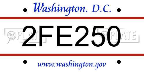 2FE250 District Of Columbia License Plate