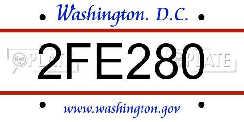2FE280 District Of Columbia License Plate