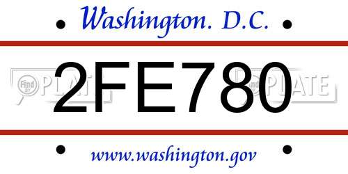 2FE780 District Of Columbia License Plate