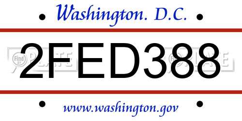 2FED388 District Of Columbia License Plate