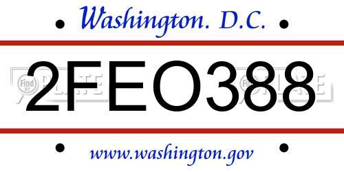 2FEO388 District Of Columbia License Plate