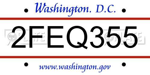 2FEQ355 District Of Columbia License Plate