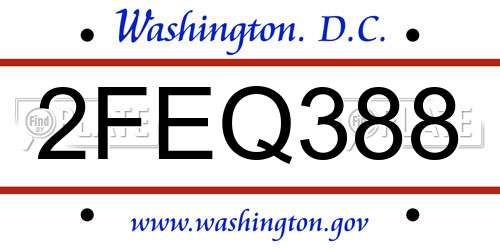 2FEQ388 District Of Columbia License Plate