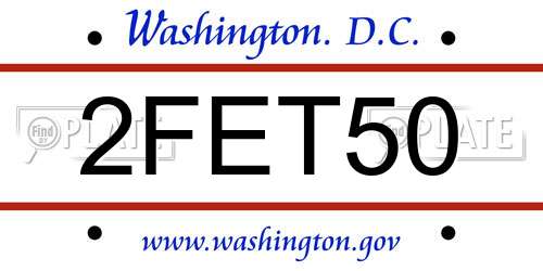 2FET50 District Of Columbia License Plate