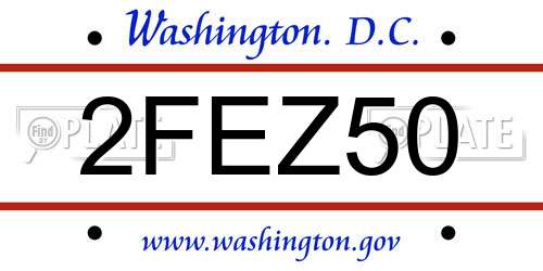 2FEZ50 District Of Columbia License Plate