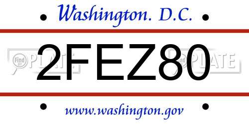 2FEZ80 District Of Columbia License Plate