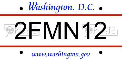 2FMN12 District Of Columbia License Plate