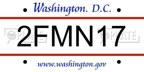 2FMN17 District Of Columbia License Plate