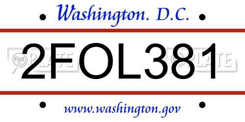 2FOL381 District Of Columbia License Plate