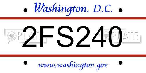 2FS240 District Of Columbia License Plate
