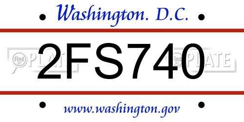 2FS740 District Of Columbia License Plate